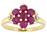 John Saul Ruby With White Zircon 18k Yellow Gold Over Sterling Silver Ring 1.55ctw