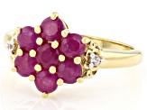 John Saul Ruby With White Zircon 18k Yellow Gold Over Sterling Silver Ring 1.55ctw