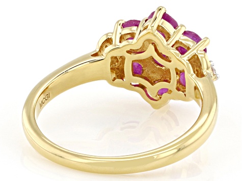 John Saul Ruby With White Zircon 18k Yellow Gold Over Sterling Silver Ring 1.55ctw
