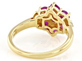 John Saul Ruby With White Zircon 18k Yellow Gold Over Sterling Silver Ring 1.55ctw