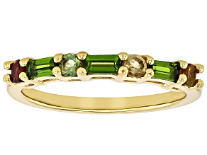 Chrome Diopside With Multi Tourmaline 18k Yellow Gold Over Sterling Silver Ring 0.75ctw