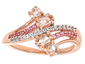 Peach Morganite 18K Rose Gold Over Silver Bypass Ring 0.62ctw