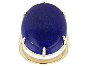 Blue Lapis Lazuli 18k Yellow Gold Over Sterling Silver Solitaire Ring