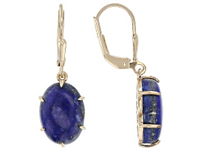 Blue Lapis Lazuli 18k Yellow Gold Over Sterling Silver Dangle Earrings