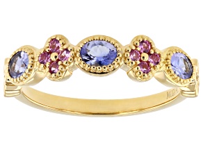 Tanzanite 18k Yellow Gold Over Sterling Silver Ring 0.57ctw