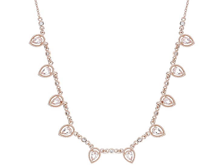 Peach Morganite With White Zircon 18k Rose Gold Over Sterling Silver Necklace 1.60ctw