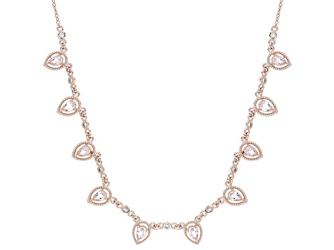 Peach Morganite With White Zircon 18k Rose Gold Over Sterling Silver Necklace 1.60ctw