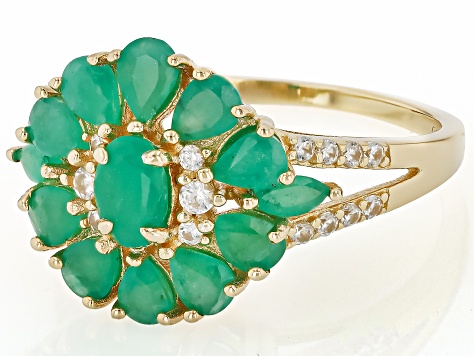 Cocci Collection 3.30ctw Brazilian Sakota Emerald & Zircon Hoop Earrings