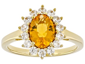 Fire Opal 18k Yellow Gold Over Sterling Silver Ring 0.96ctw