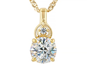 Castle Cut Strontium Titanate with White Zircon 18k Yellow Gold Over Silver Pendant W/Chain 3.43ctw
