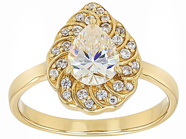 Strontium Titanite With White Zircon 18k Yellow Gold Over Sterling Silver Ring 1.64ctw