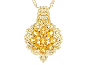 Fire Opal 18k Yellow Gold Over Sterling Silver Pendant With Chain 0.83ctw