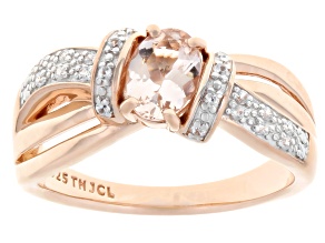 Morganite With White Zircon 18k Rose Gold Over Sterling Silver Ring 1.09ctw