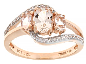Peach Morganite With White Zircon 18k Rose Gold Over Sterling Silver Ring 1.49ctw
