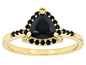 Black Spinel With White Diamond 18k Yellow Gold Over Sterling Silver Ring 1.74ctw