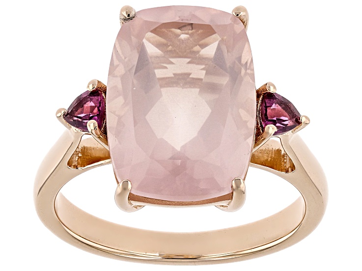 Rose Quartz With Rhodolite 18k Rose Gold Over Sterling Silver Ring 3.83ctw