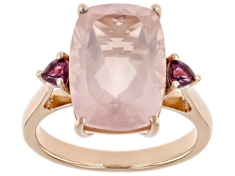 Rose Quartz With Rhodolite 18k Rose Gold Over Sterling Silver Ring