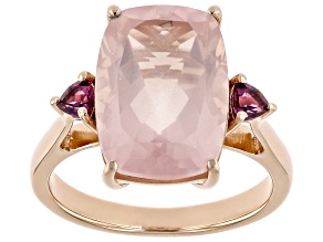 Rose Quartz With Rhodolite 18k Rose Gold Over Sterling Silver Ring 3.83ctw
