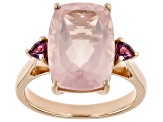 Rose Quartz With Rhodolite 18k Rose Gold Over Sterling Silver Ring 3.83ctw