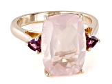 Rose Quartz With Rhodolite 18k Rose Gold Over Sterling Silver Ring 3.83ctw