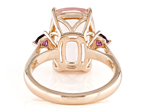Rose Quartz With Rhodolite 18k Rose Gold Over Sterling Silver Ring 3.83ctw