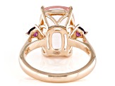 Rose Quartz With Rhodolite 18k Rose Gold Over Sterling Silver Ring 3.83ctw