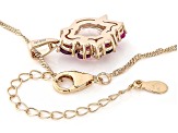 Rose Quartz Rhodolite, Lab Sapphire, Zircon 18k Rose Gold Over Silver Pendant With Chain 3.35ctw