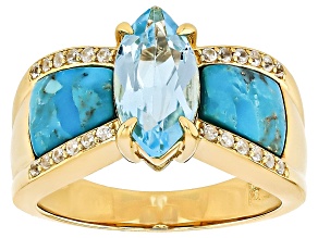 Sky Blue Topaz 18k Yellow Gold Over Silver Ring 1.97ctw