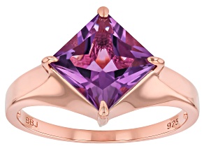 Princess Cut Canela Amethyst 18k Rose Gold Over Sterling Silver Solitaire Ring 1.78ct