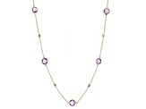 Canela Amethyst With White Zircon 18k Yellow Gold Over Sterling Silver Station Necklace 5.17ctw