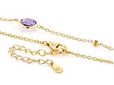 Canela Amethyst With White Zircon 18k Yellow Gold Over Sterling Silver Station Necklace 5.17ctw