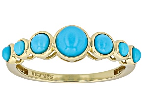 Blue Sleeping Beauty Turquoise 18k Yellow Gold Over Sterling Silver Band Ring