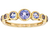 Blue Tanzanite 18k Yellow Gold Over Sterling Silver Band Ring 0.94ctw
