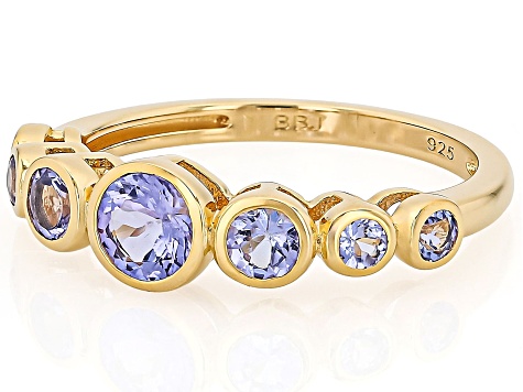 Blue Tanzanite 18k Yellow Gold Over Sterling Silver Band Ring 0.94ctw