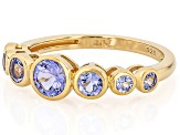 Blue Tanzanite 18k Yellow Gold Over Sterling Silver Band Ring 0.94ctw