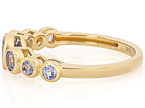 Blue Tanzanite 18k Yellow Gold Over Sterling Silver Band Ring 0.94ctw