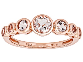 Peach Morganite 18k Rose Gold Over Sterling Silver Band Ring 0.81ctw