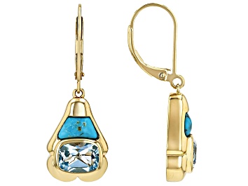 Picture of Sky Blue Topaz 18k Yellow Gold Over Sterling Silver Earring 2.89ctw