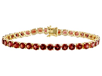 Red Garnet 18k Yellow Gold Over Sterling Silver Beaded Bracelet