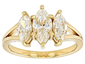 Strontium Titanate 18k Yellow Gold Over Sterling Silver 3-Stone Ring 2.56ctw