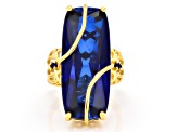 Blue Lab Created Sapphire 18k Yellow Gold Over Sterling Silver Ring 21.43ctw
