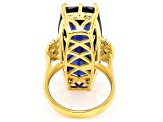 Blue Lab Created Sapphire 18k Yellow Gold Over Sterling Silver Ring 21.43ctw