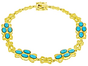 Sleeping Beauty Turquoise 18k Yellow Gold Over Sterling Silver Bracelet
