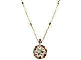 Multi Color Tourmaline With White Zircon 18k Yellow Gold Over Sterling Silver Necklace 6.86ctw