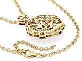 Multi Color Tourmaline With White Zircon 18k Yellow Gold Over Sterling Silver Necklace 6.86ctw