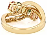Multi Color Tourmaline With White Zircon 18k Yellow Gold Over Sterling Silver Ring 1.19ctw