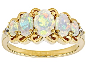 Ethiopian Opal 18k Yellow Gold Over Sterling Silver Ring 1.17ctw