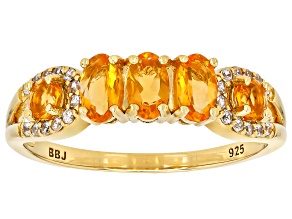 Fire Opal 18k Yellow Gold Over Sterling Silver Ring 0.75ctw