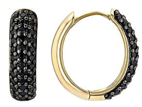 Black Spinel 18k Yellow Gold Over Sterling Silver Hoop Earrings 0.79ctw
