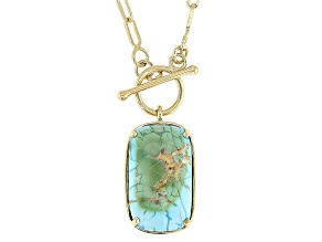 Bi-Color Sonoran Composite Turquoise 18K Yellow Gold Over Sterling Silver Pendant with Chain